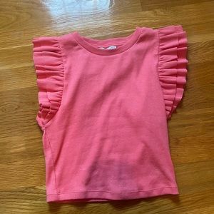 Coral Zara ruffle top